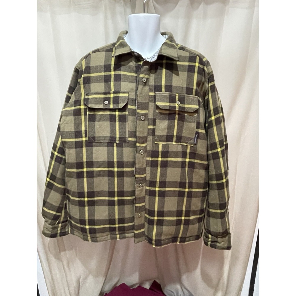Columbia Shirt Mens Size Large XL Plaid Wool Down Flannel Jacket EUC